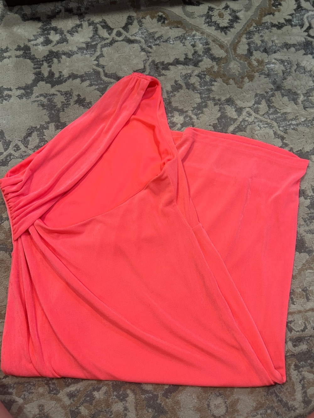 Coral One-Shoulder Maxi Dress